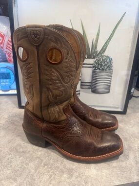 Ariat Mens 7.5 D Square Toe Cowboy Western Boots Brown Leather